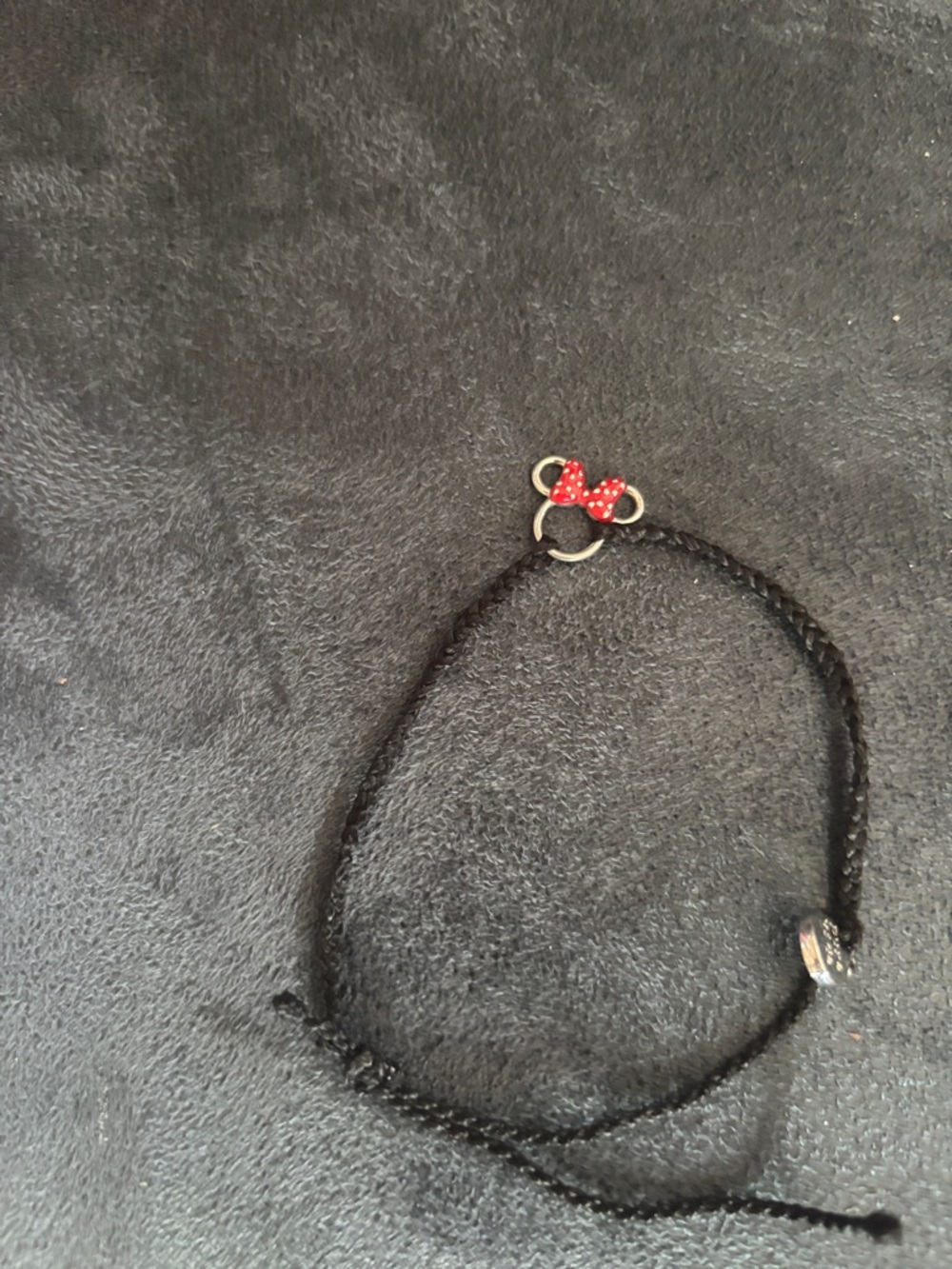 Pura Vida Black Braided Cord Bracelet with Red Polka Dot Bow Charm